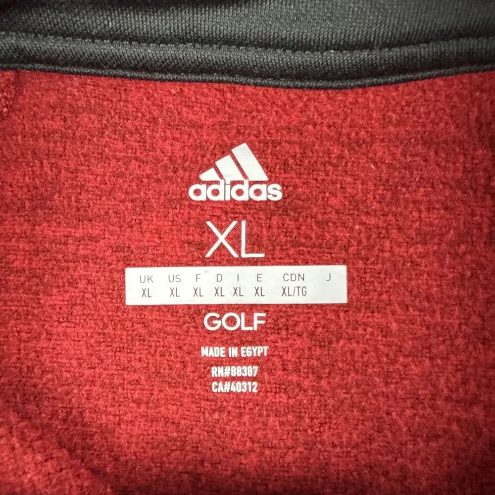 Adidas Quarter Zip Pullover Mens XL Red Golf Training Athletic Layer Sporty Top‎